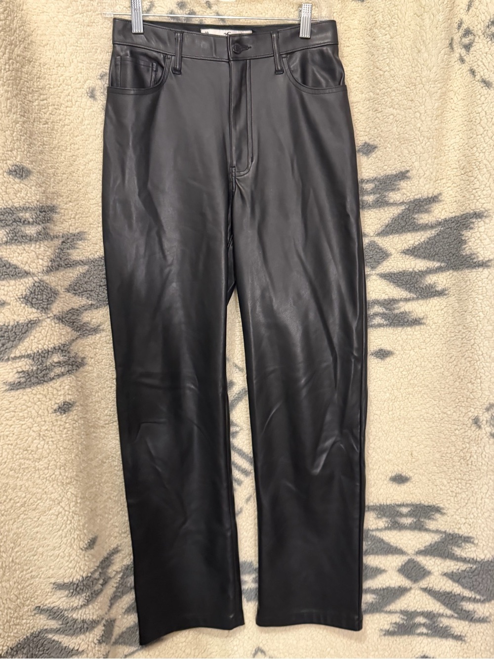 Hollister Black Faux Leather Highrise Straight Jeans